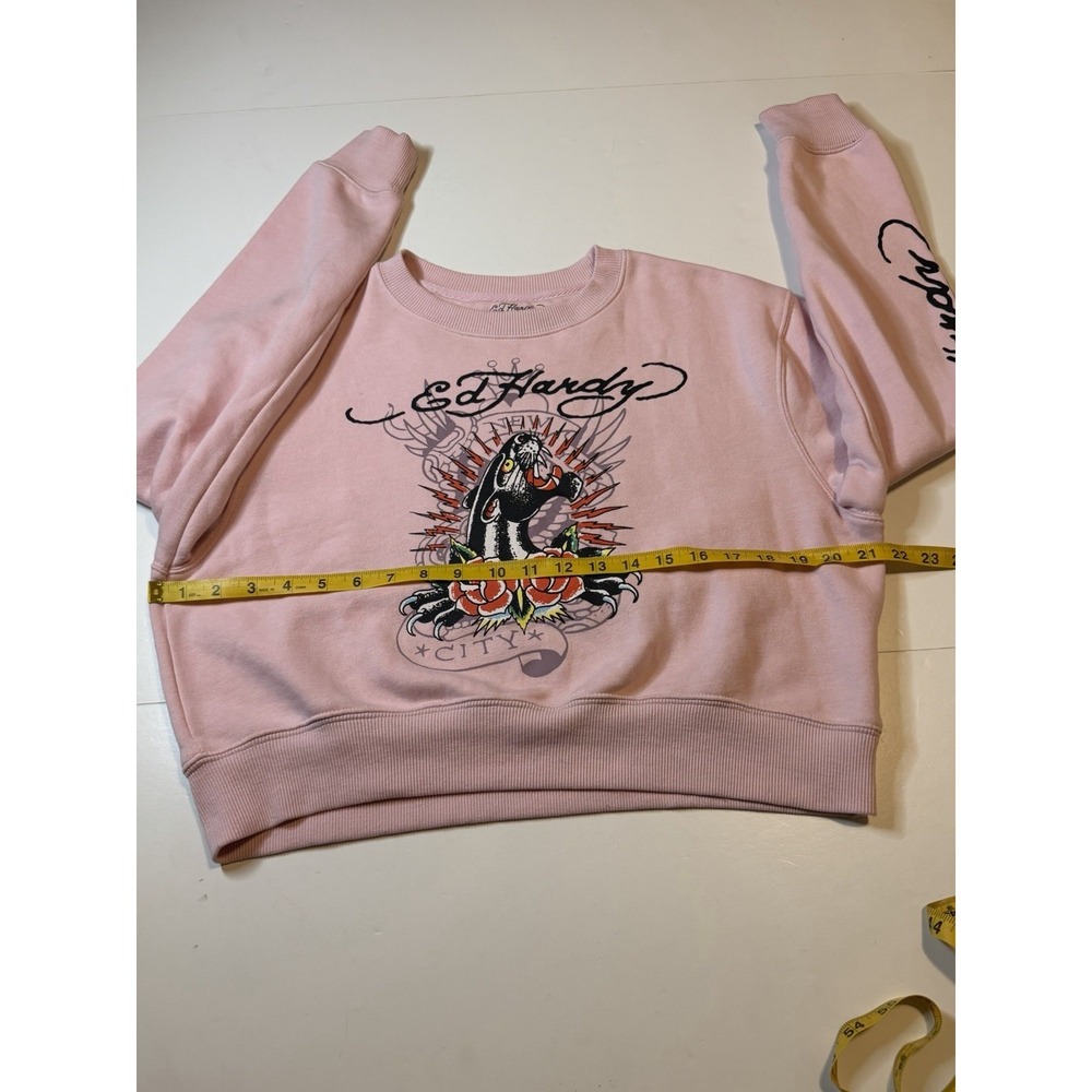 Ed Hardy Women's Size Medium Panther Rose Cropped Sweatshirt - Picture 8 of 10